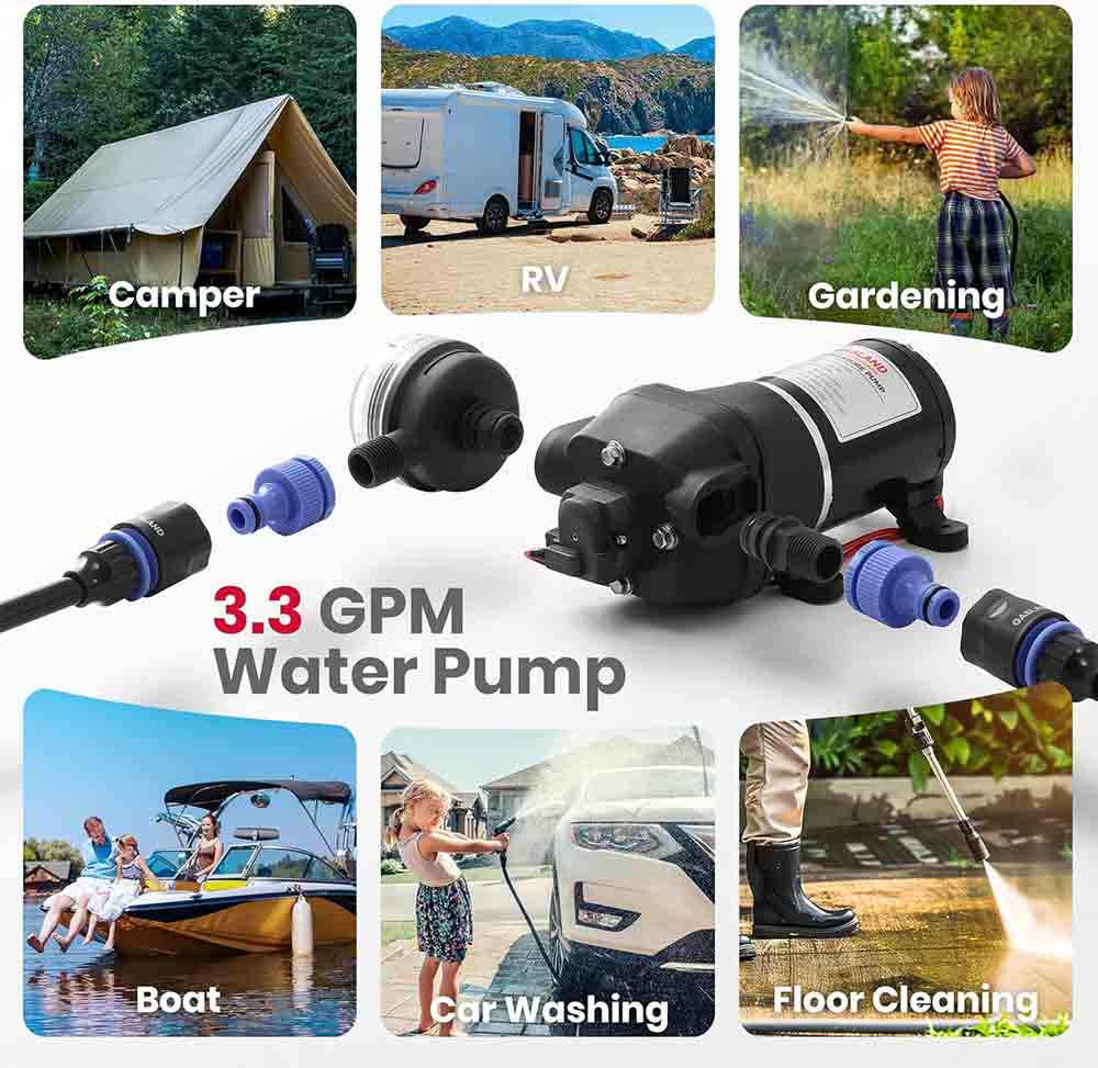 GASLAND 12V DC Wasserpumpen-Kit mit 12,5 Litern pro Minute und 2,8 Bar