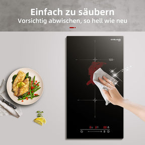 GASLAND Chef IH30BF 2 Zonen Induktions Kochfeld, 30cm Induktionskochfeld mit Sensor-Touch Display/Kindersicherung/Timer