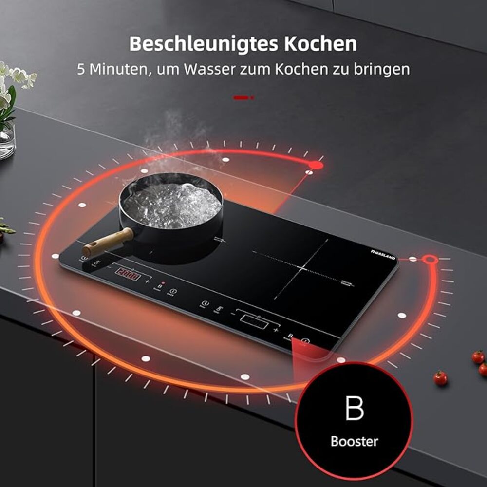 Double induction hob 2 plates with sensor touch