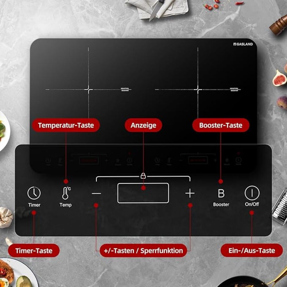 Doppel Induktionskochplatte 2 Platten mit Sensor-Touch