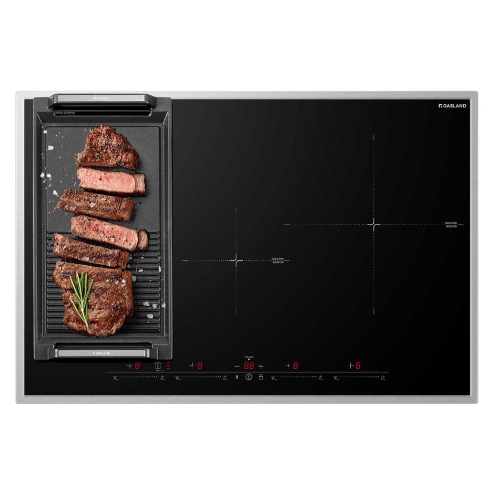 77 cm induction hob with stainless steel frame