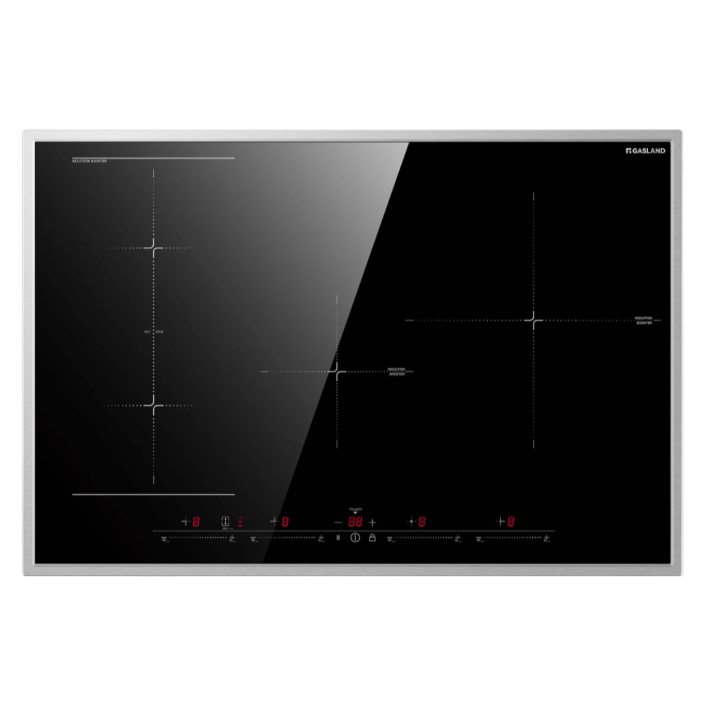 77 cm induction hob with stainless steel frame