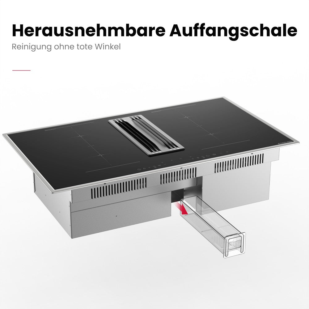 90 cm induction hob with integrated extractor hood