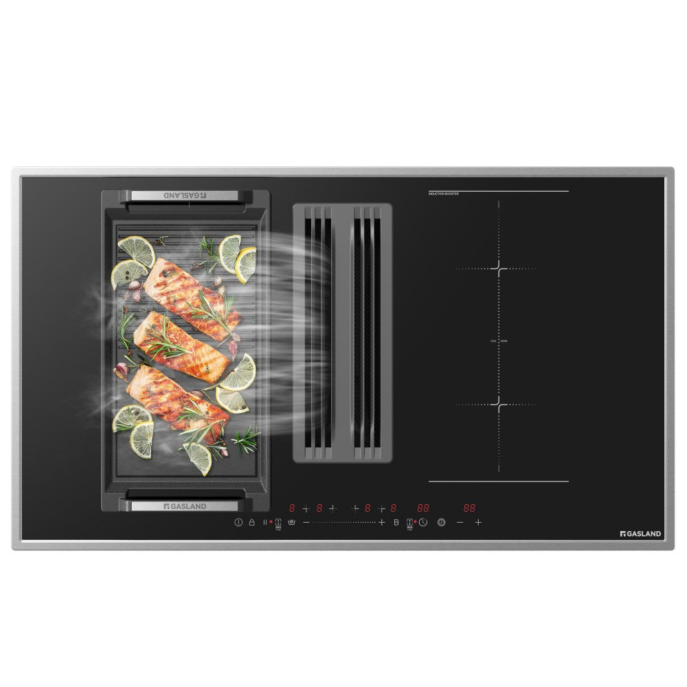 90 cm induction hob with integrated extractor hood
