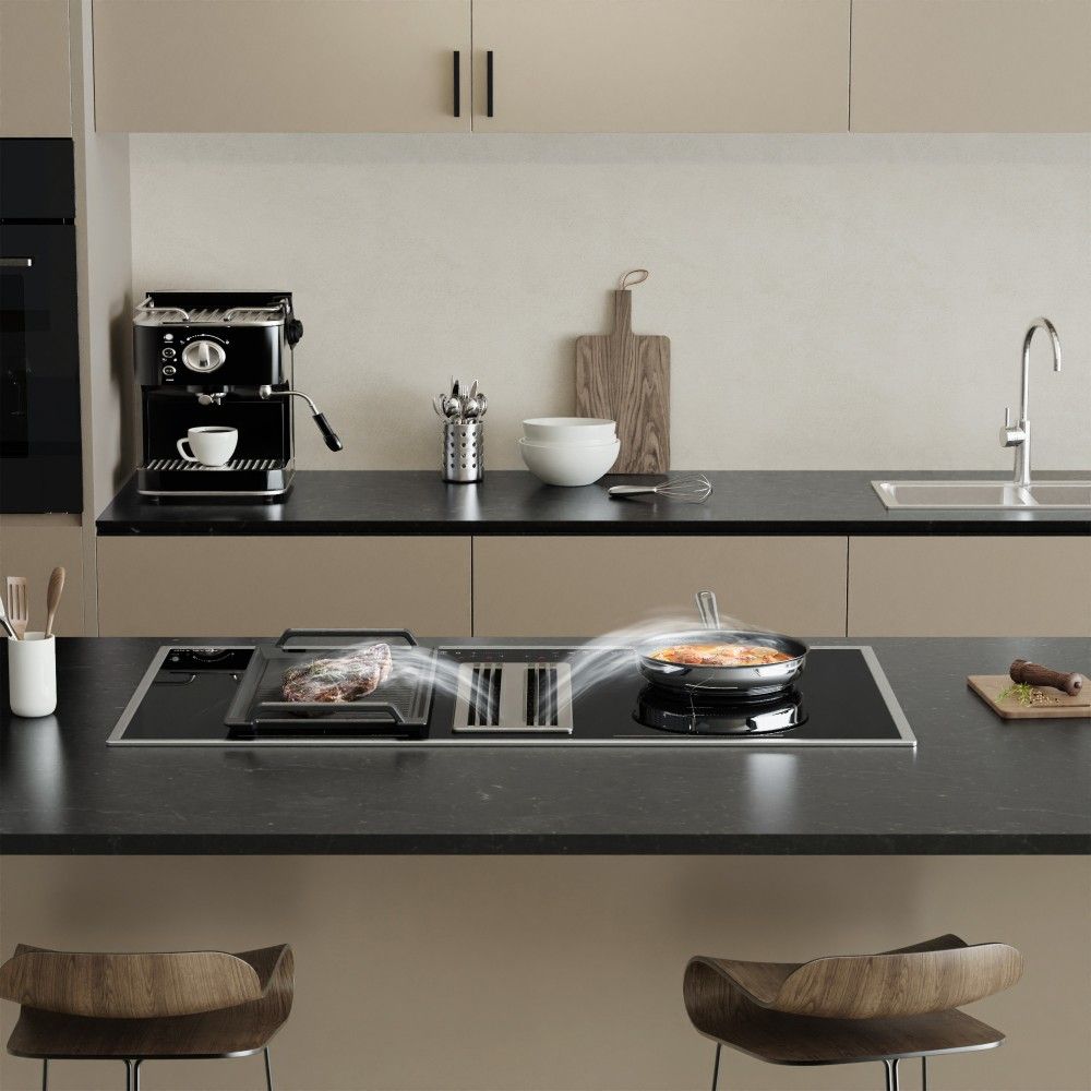 90 cm induction hob with integrated extractor hood