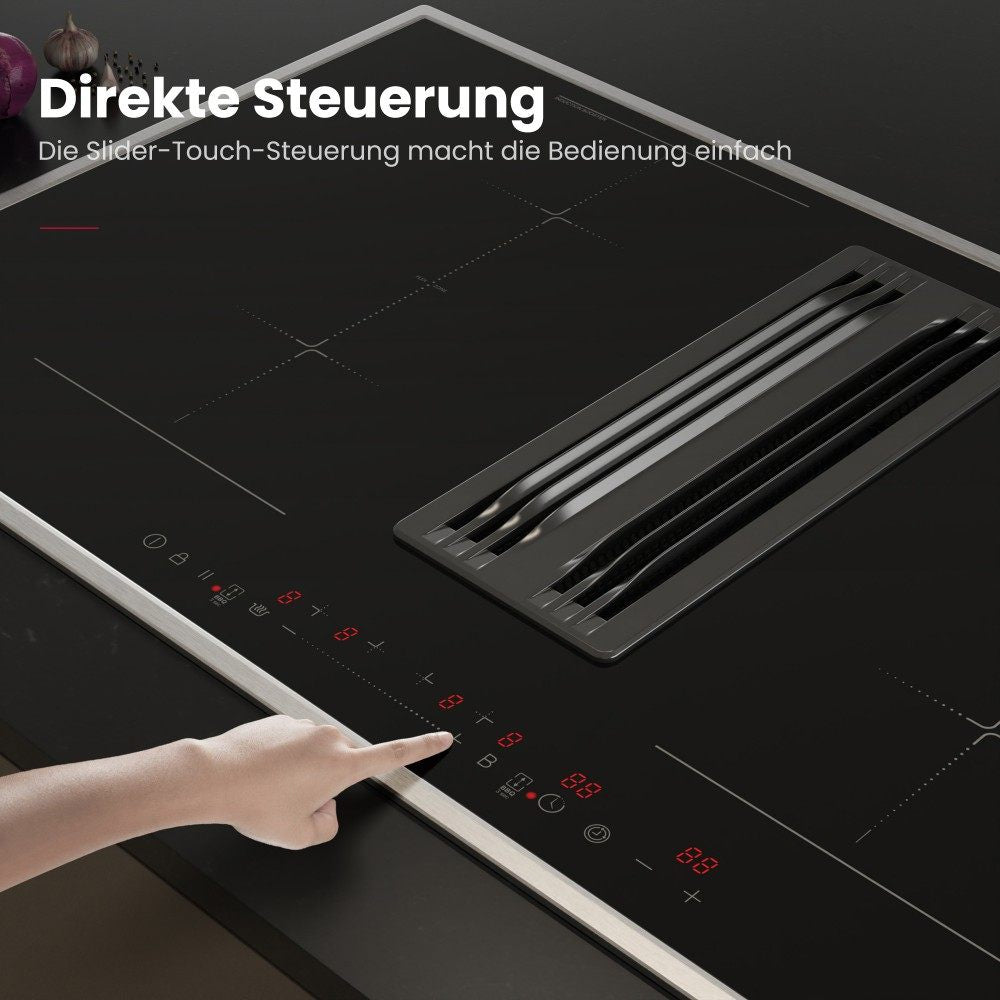 90 cm induction hob with integrated extractor hood