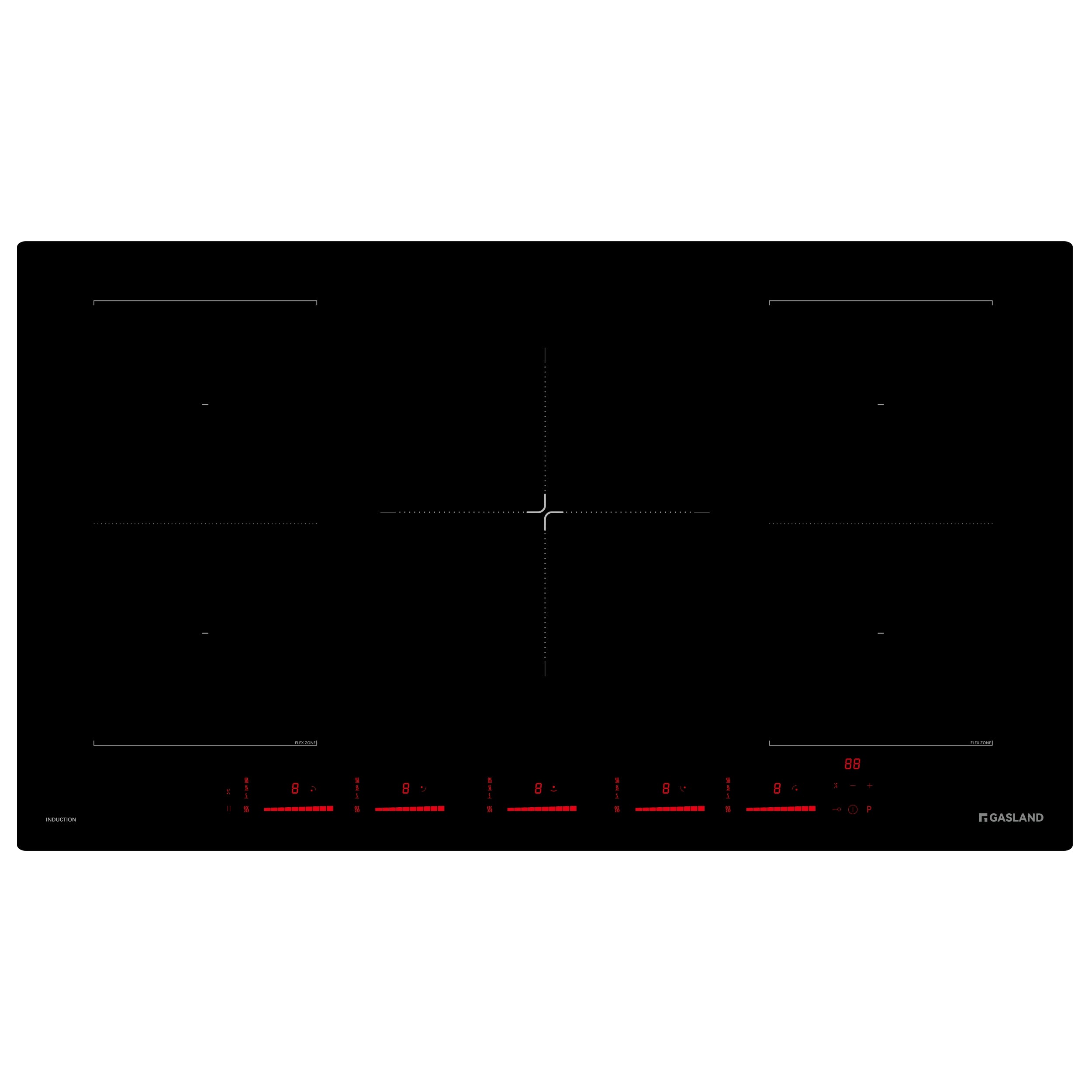 90cm 5 Zonen Induktionskochfeld Mattschwarz 9500W
