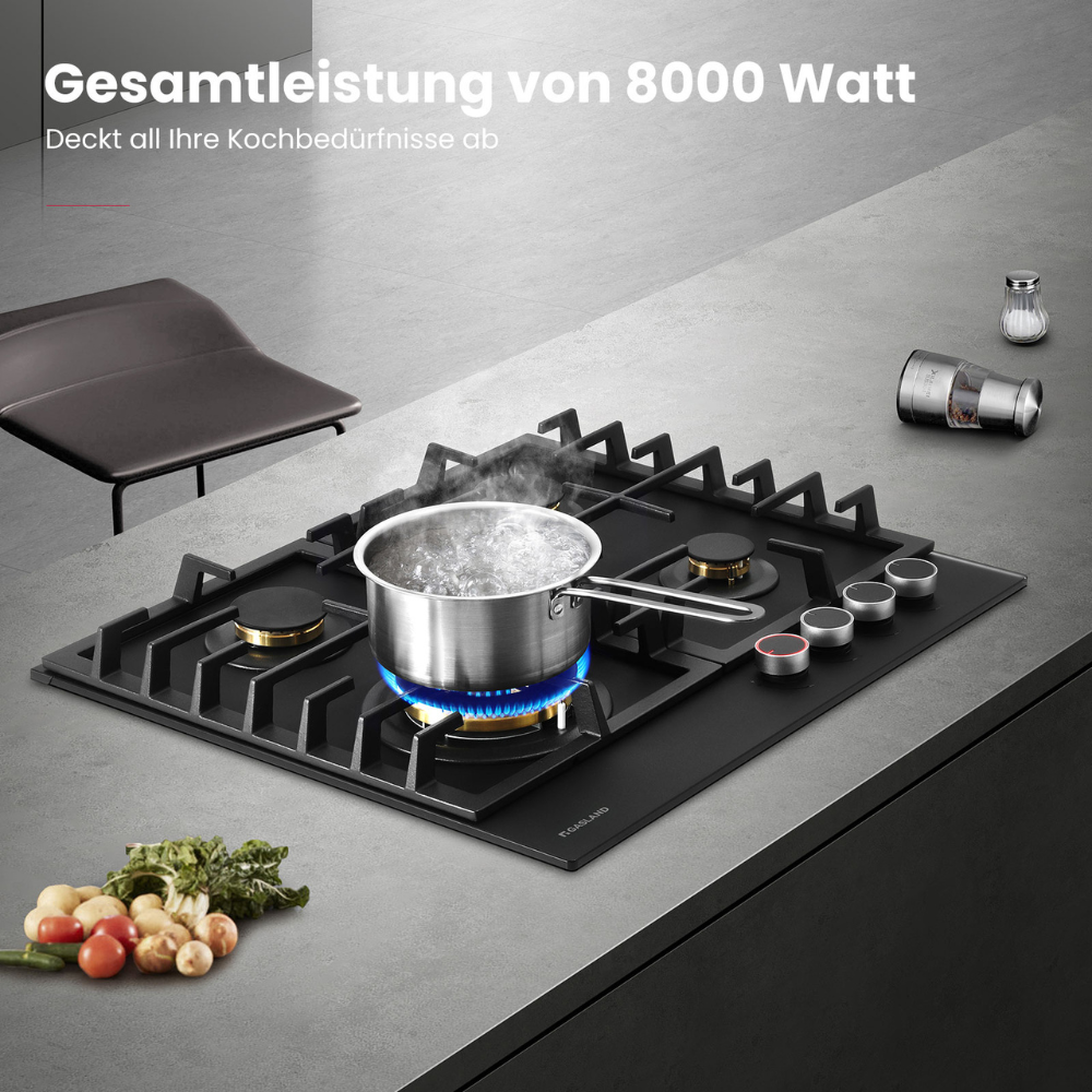 60cm glass gas hob