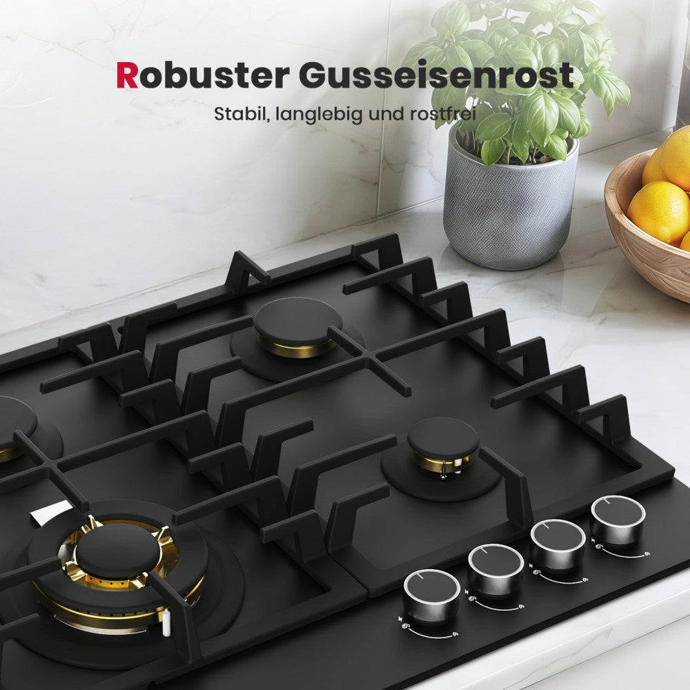 Glazen gaskookplaat van 60 cm