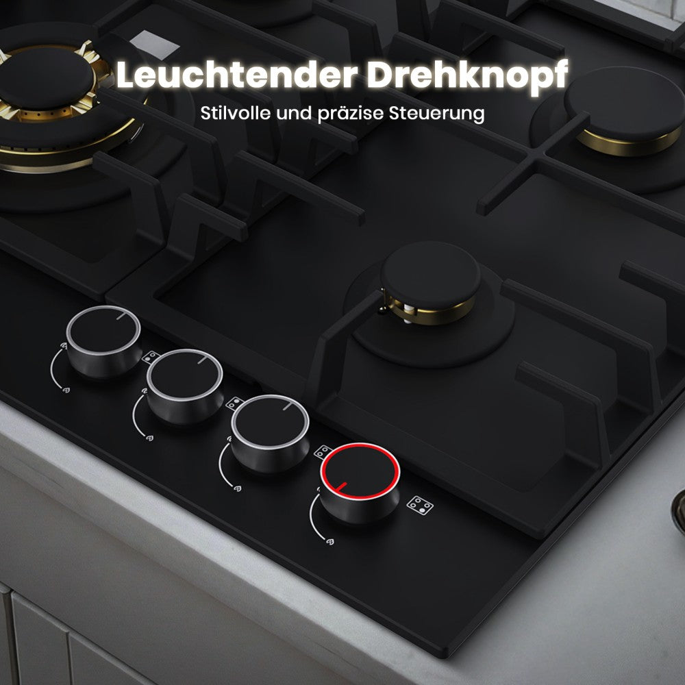 Glazen gaskookplaat van 60 cm