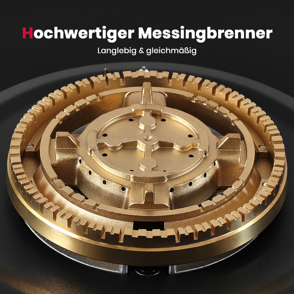 60cm 4 Flammig Messing-Brenner Glas Gaskochfeld