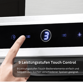 GASLANChef TR60SS Dunstabzugshaube 60cm Umluft, Leise Dunstabzugshauben Abluft EEK A++ 637 m³/h Aktivkohlefilter, 9 Stufen Touch Control Wandmontage abzugshaube mit Filter Edelstahl Silber [Energieklasse A++]