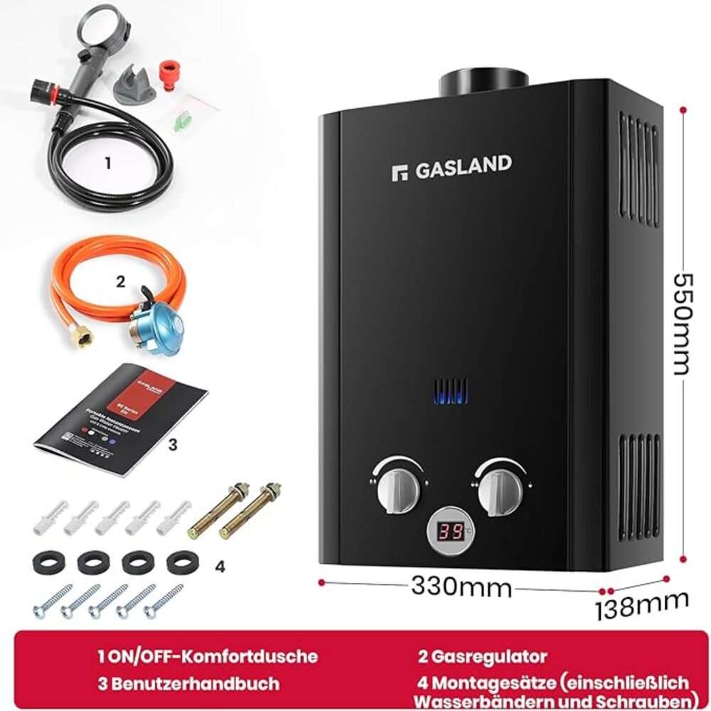 GASLAND 10L Gas Instantaneous Water Heater - 50mbar